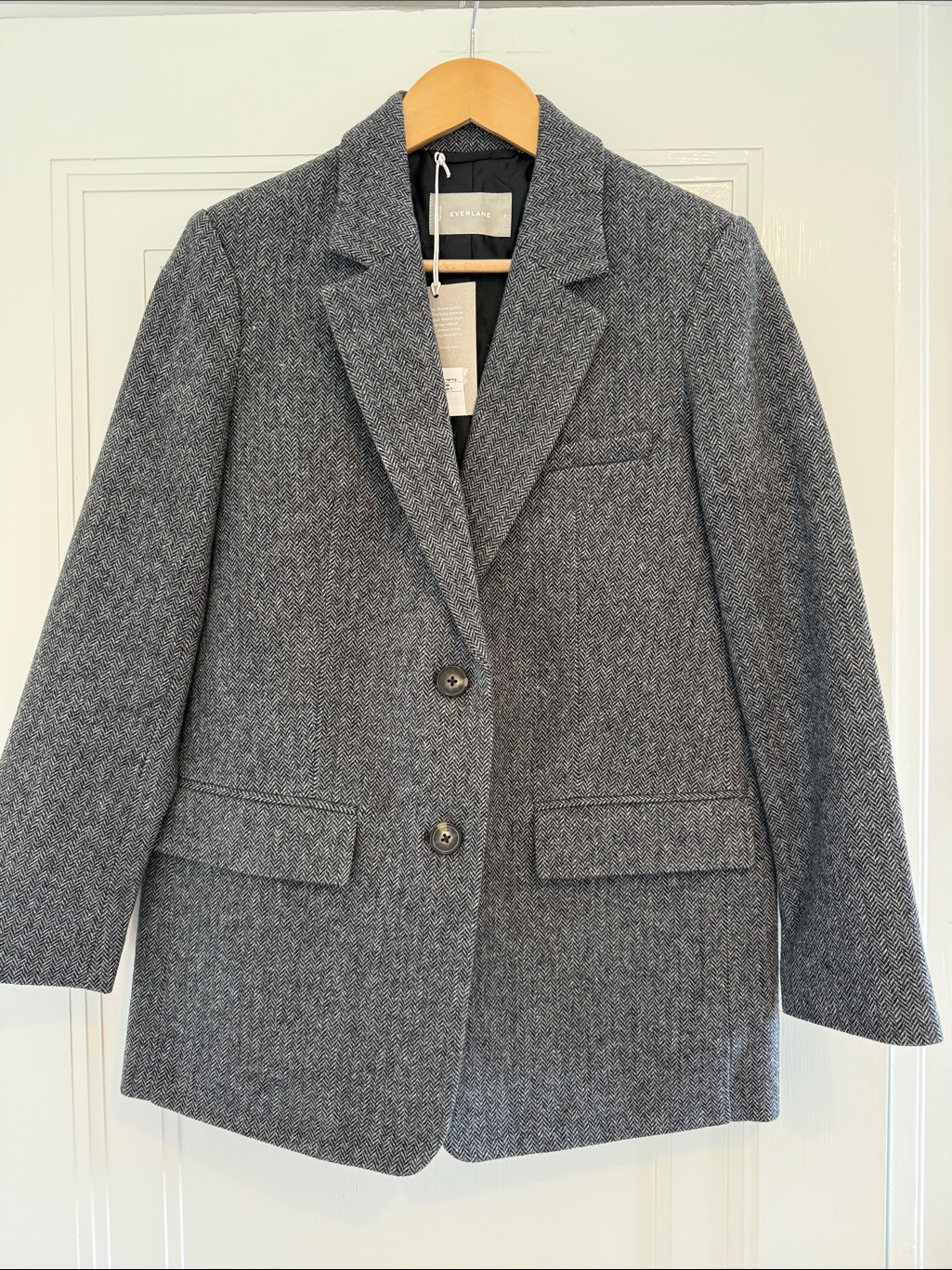 Everlane Gray Herringbone Oversized Wool Blazer Nwt
